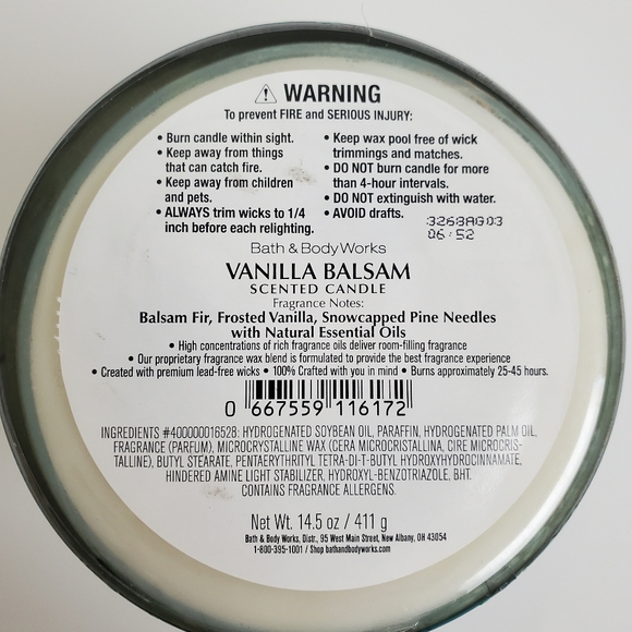 BATH & BODY WORKS 3-WICK SCENTED CANDLE VANILLA BALSAM 14.5 OZ - Picture 6 of 7